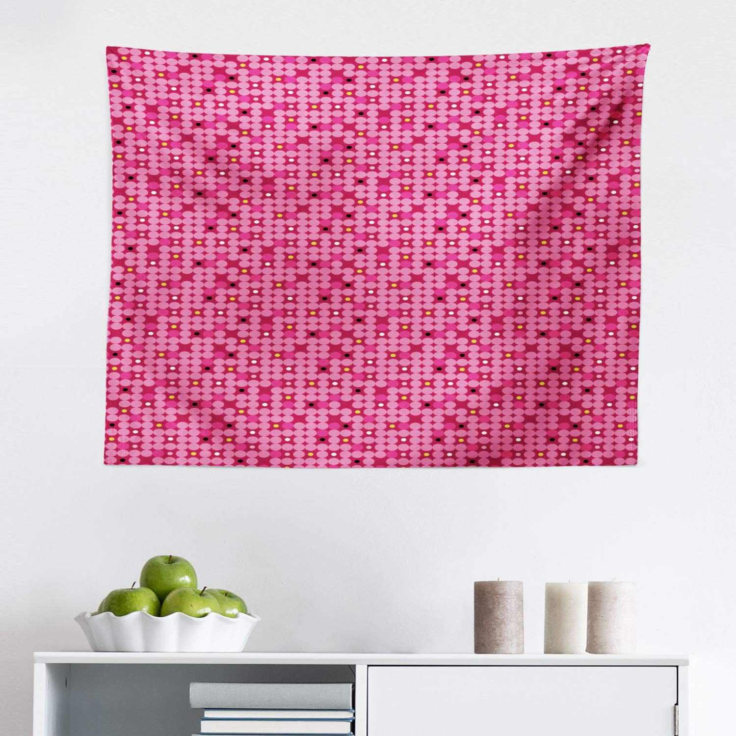 Ambesonne Geometric Tapestry Wall Hanging - Modern Feminine Design with Irregular Circles, Soft Fabric Decor for Bedroom, Living Room, Dorm - 28