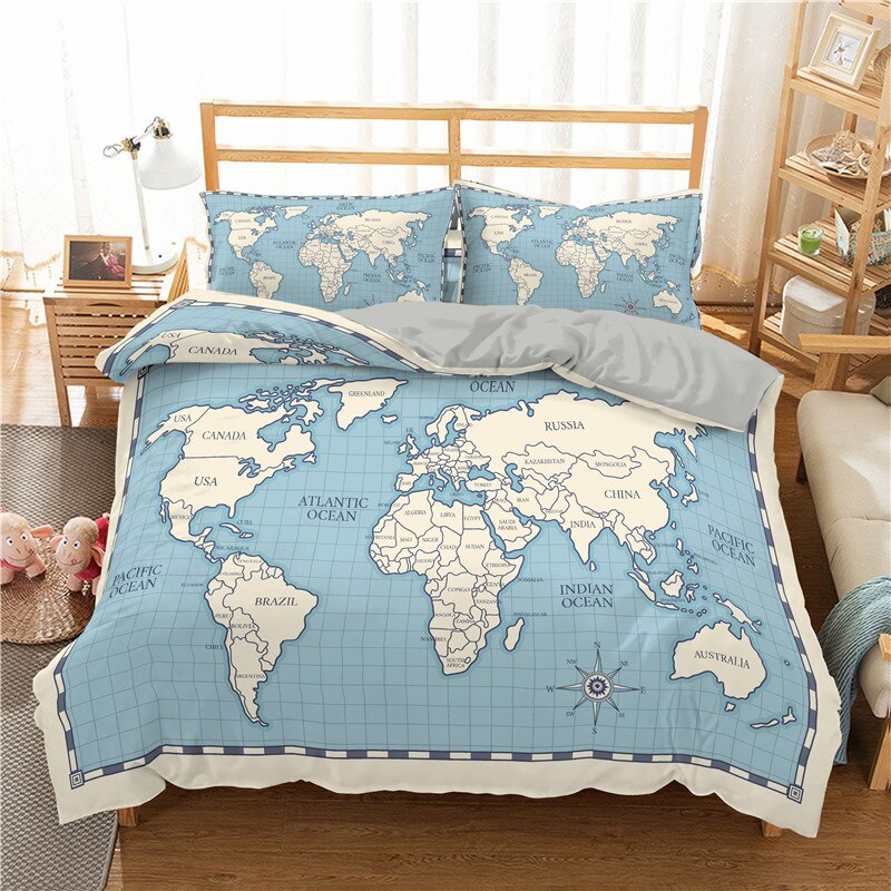 World Map Bedding Set - Premium Quality Comforters & Sheets for Travel Lovers - Perfect for Kids Rooms, Dorm Decor & Adventure Themed Bedrooms