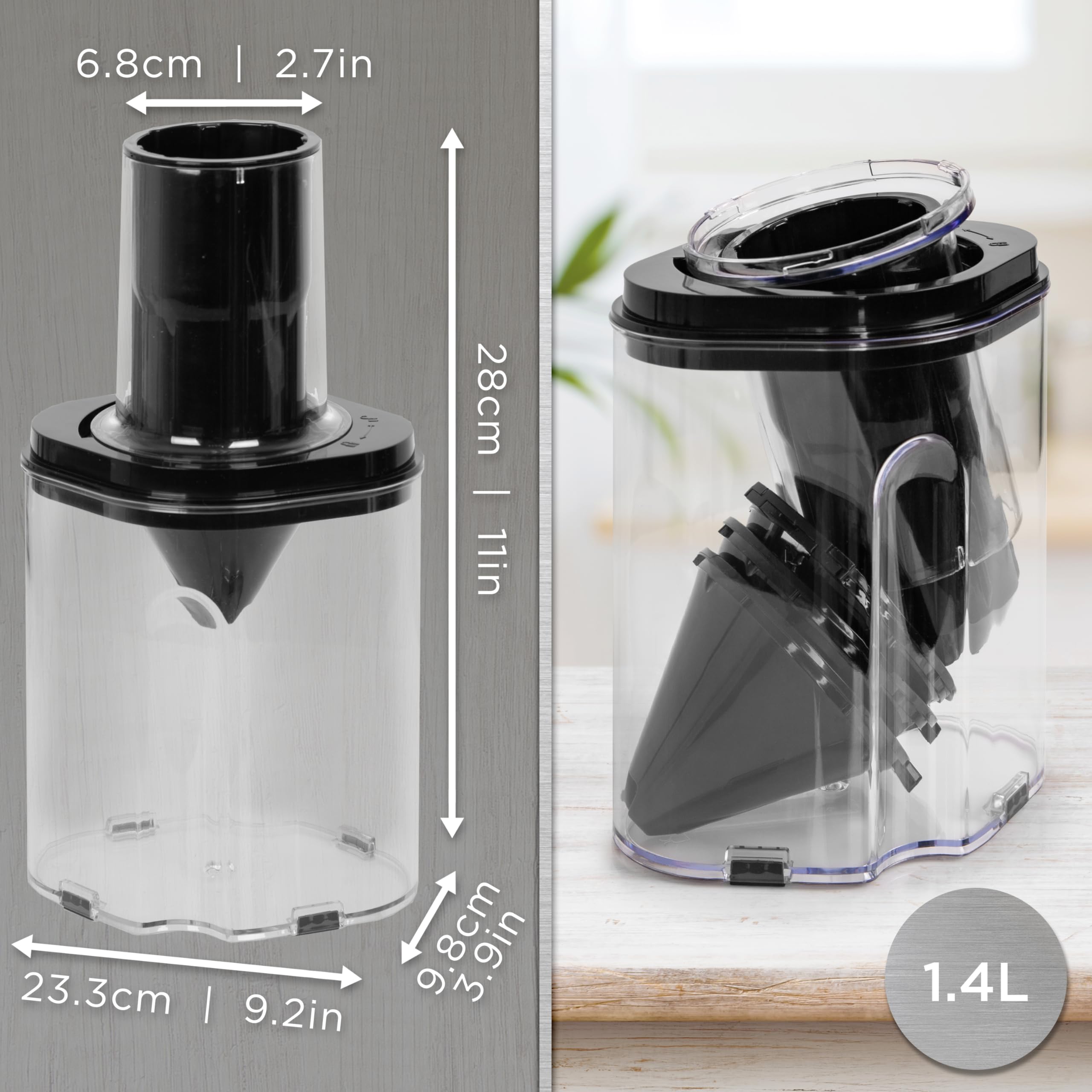 Duronic HBS35 Vegetable Spiralizer - 3 Blade Sizes for HB35 Hand Blender, 1.4L Capacity | Compact & Lightweight Spiral Slicer for Zucchini Noodles, Carrot Spaghetti & Healthy Veggie Pasta | Perfect for Keto, Paleo & Low-Carb Diets