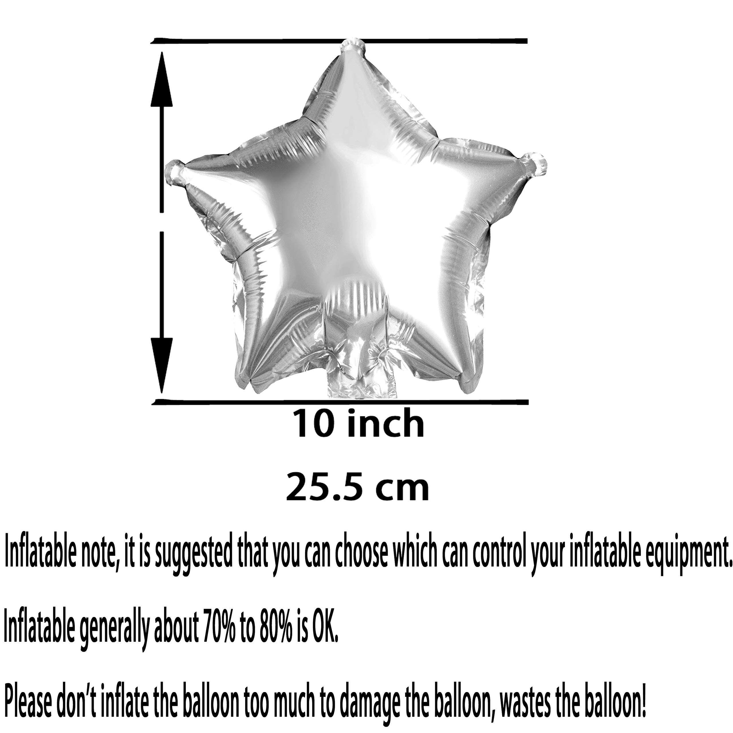 10 Inch Twinkle Little Silver Star Shaped Foil Mylar Balloons - 50 Pack for Space Frozen Wonderland Theme, 1st Birthday, Baby Shower, Wedding, Engagement, Graduation Party Decorations - Perfect for Helium Balloon Arches, Ceiling Decor & Party Favors