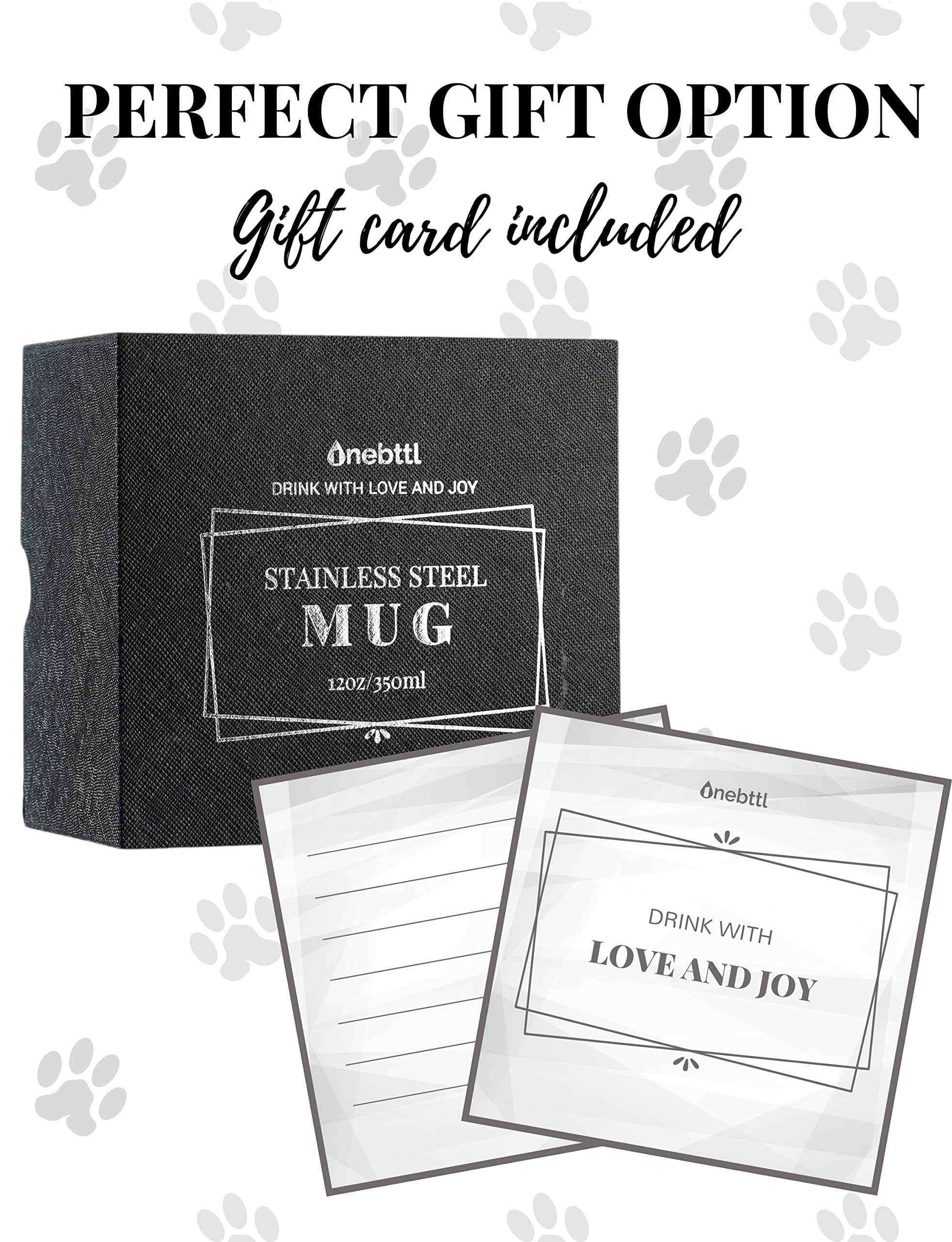 Onebttl Insulated Stainless Steel Cat Mug with Lid - 12oz Funny Coffee Cup for Cat Lovers - Perfect Gift for Cat Dad on Birthday & Christmas - Black - Ideal for Home, Office & Coffee Breaks