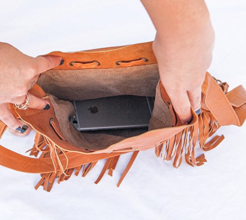 Boho Round Leather Crossbody Bag with Fringe | Genuine Leather Bohemian Purse for Women | Perfect for Music Festivals, Beach Outings & Casual Everyday Use