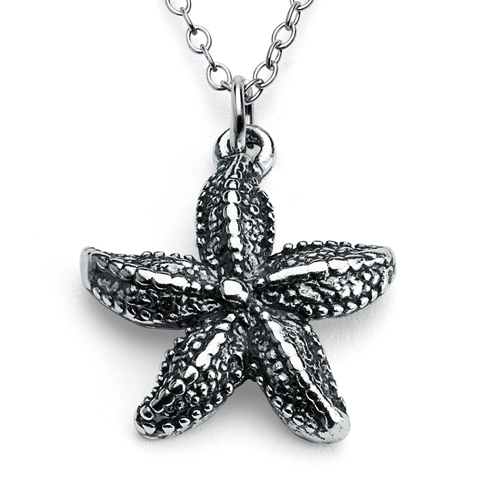 925 Sterling Silver Starfish Charm Pendant Necklace - 24 Inch Dainty Adjustable Chain - Perfect for Beach Vacations, Summer Outfits & Gift Giving