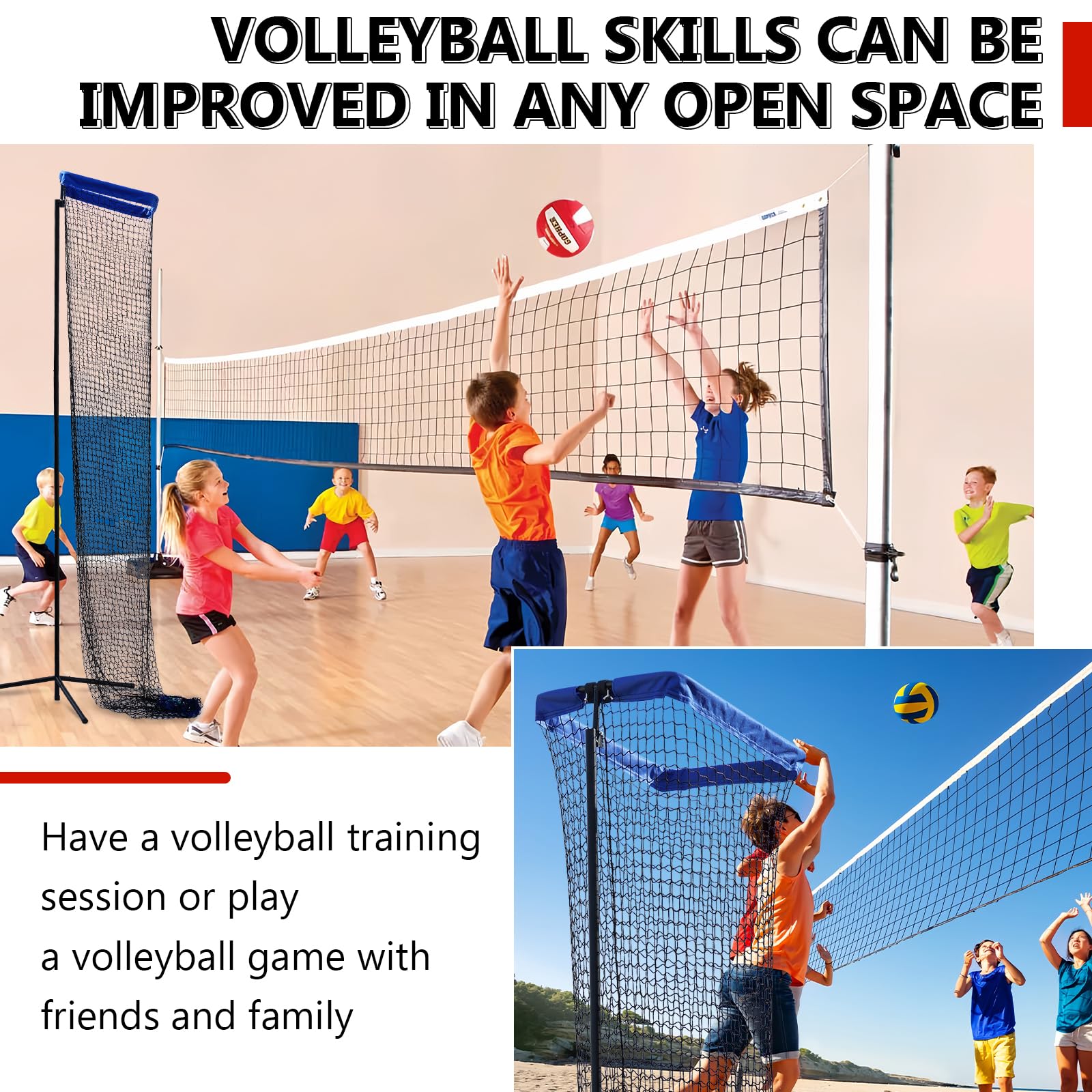 Volleyball Setter Trainer - Adjustable Net for Indoor & Outdoor Practice