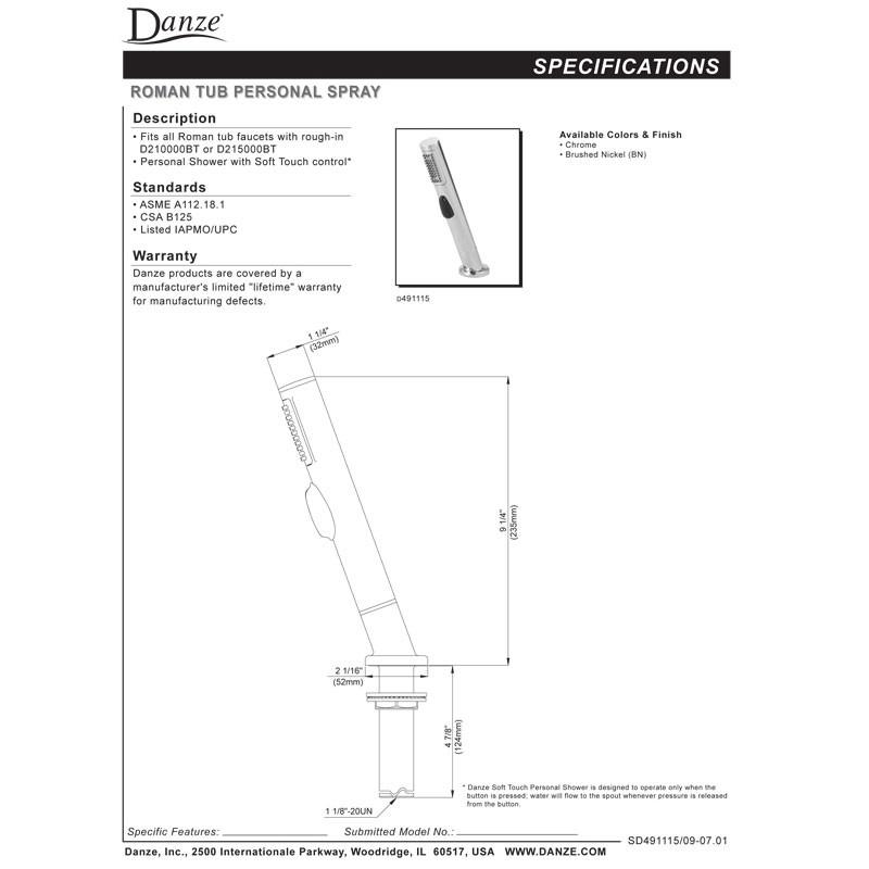 Danze Contemporary Chrome Roman Tub Faucet with Handheld Shower Kit - Perfect for Luxury Bathroom Renovation & Spa-Like Experience