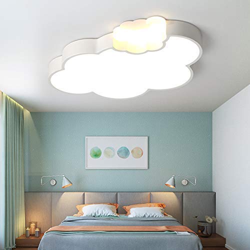 Dimmable LED Ceiling Light with Cartoon Cloud Design - White Nursery Light Fixture for Girls Bedroom, Kids Room & Children's Study | Energy-Efficient Cloud Shaped Ceiling Lamp for Baby's Room & Playroom Decor