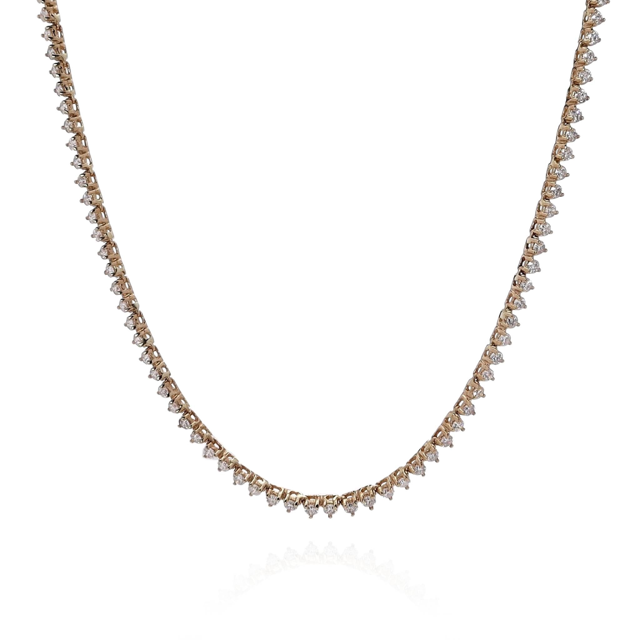 14K Yellow Gold 17-Inch Straight Diamond Necklace for Women - Elegant Everyday Jewelry & Special Occasion Gift