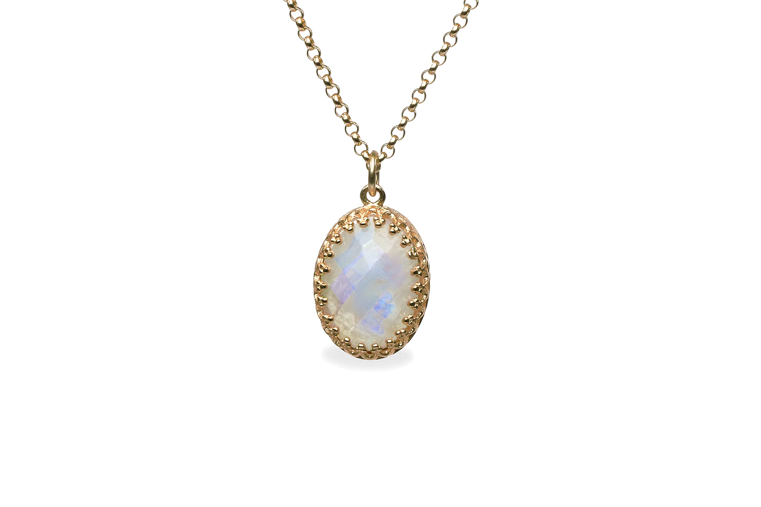 Elegant Oval Rainbow Moonstone Necklace - June Birthstone Jewelry for Women - Dainty Everyday Pendant Necklace - Unique Bridal & Gemstone Gift for Her - Perfect for Weddings, Anniversaries & Special Occasions