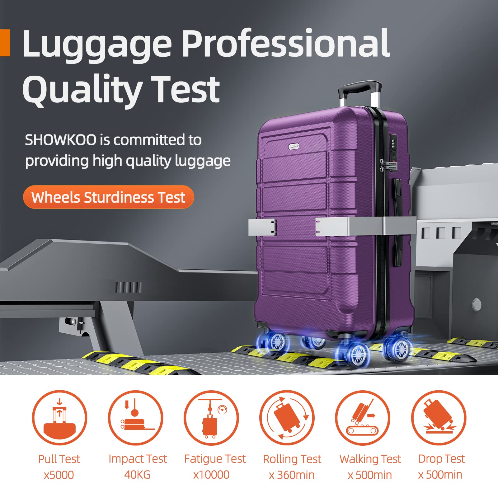 SHOWKOO 4-Piece Expandable Luggage Set with TSA Lock, Durable PC+ABS Suitcases, Double Spinner Wheels - Purple | Perfect for Travel, Business Trips & Family Vacations