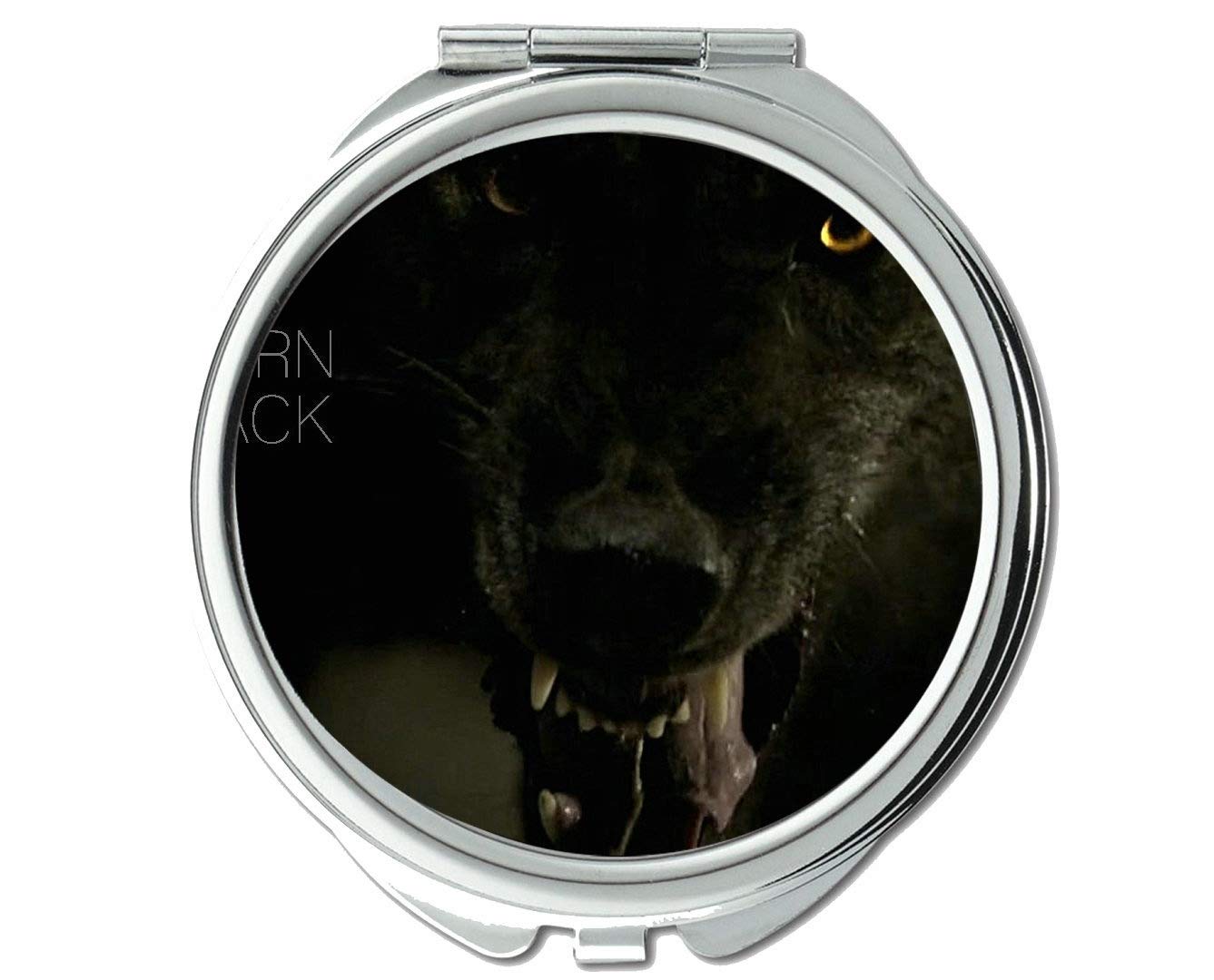 YENDOSTEEN Animal Wolf Figure Pocket Mirror - Small Compact Mirror with 1X & 2X Magnification for Makeup, Travel, and Handbag Essentials