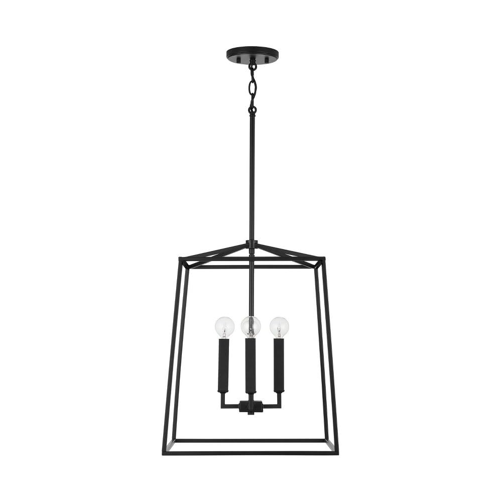 Capital Lighting 537642MB Thea Lantern Foyer Pendant Light Fixture - 4-Light 240W Matte Black Chandelier - 20