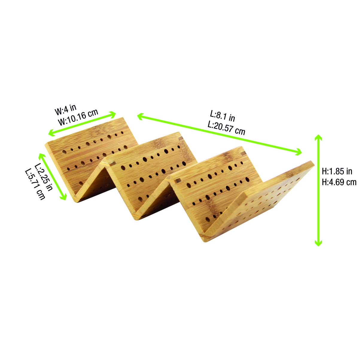 Eco-Friendly Bamboo Taco Holder Set - Pack of 5 Disposable Wooden Taco Stands - 8.2 x 4 x 1.9 Inches - Perfect for Parties, BBQs, and Mexican-Themed Events