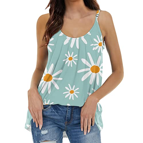 Women's Summer Tank Tops - Pleated Spaghetti Strap Camisole Loose Fit Casual Sleeveless Shirt (Mint Green, Size S) | Perfect for Beach, Yoga, and Everyday Wear