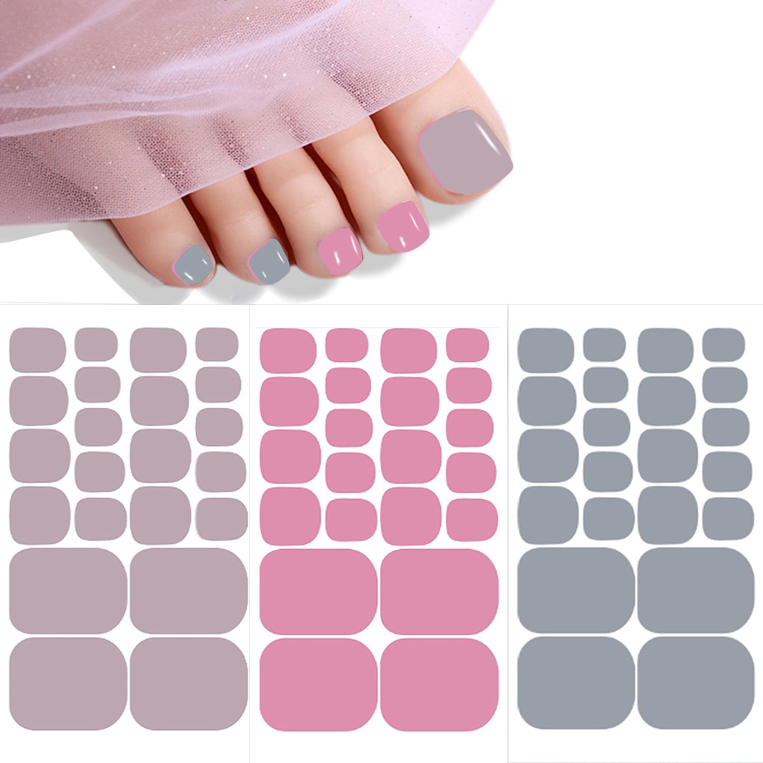 JERCLITY 440-Piece Toenail Stickers for Women - 20 Sheets Nail Art Wraps, Toe Nail Polish Strips & Decals | Long-Lasting Nail Stickers for Pedicures, Summer Sandals & Special Occasions