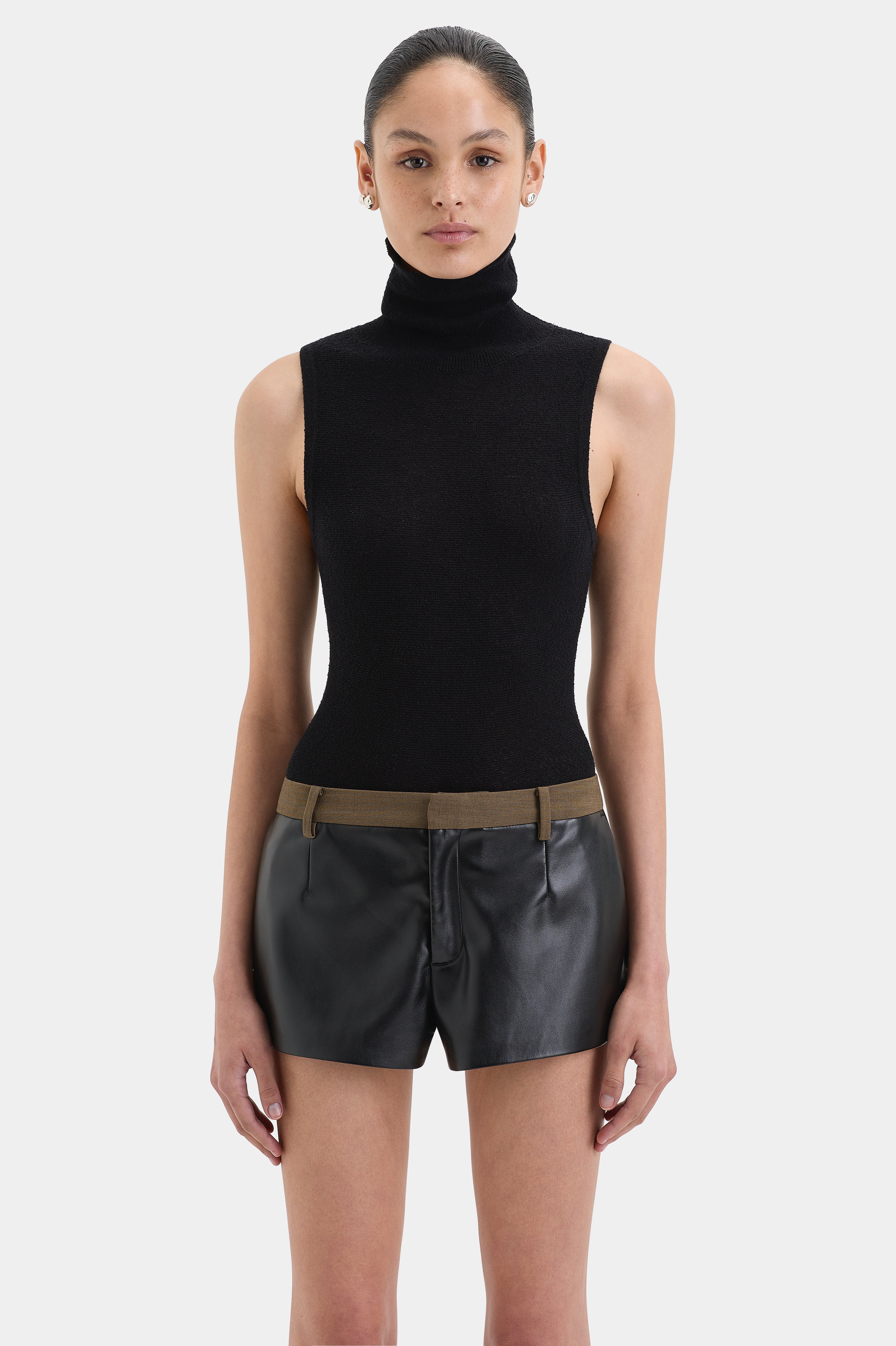 Chiara Turtleneck Tank Top for Women - Soft Stretch Slim Fit Mock Neck Camisole - Perfect for Layering, Office Wear & Casual Outfits