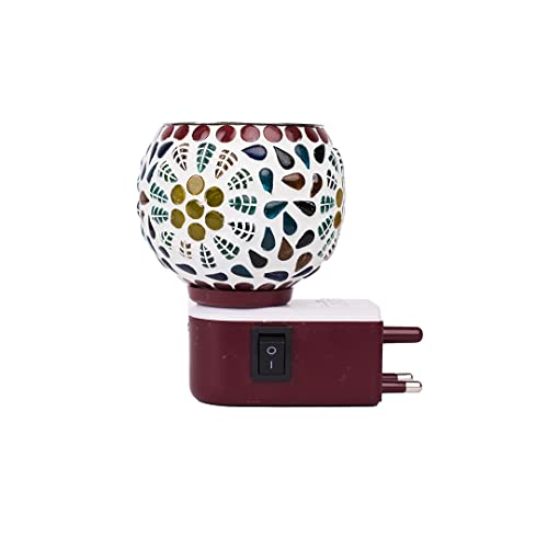 SPOCKY Ceramic Aroma Diffuser & Night Lamp - Essential Oil Burner with Switch (Flower Design) for Home Relaxation