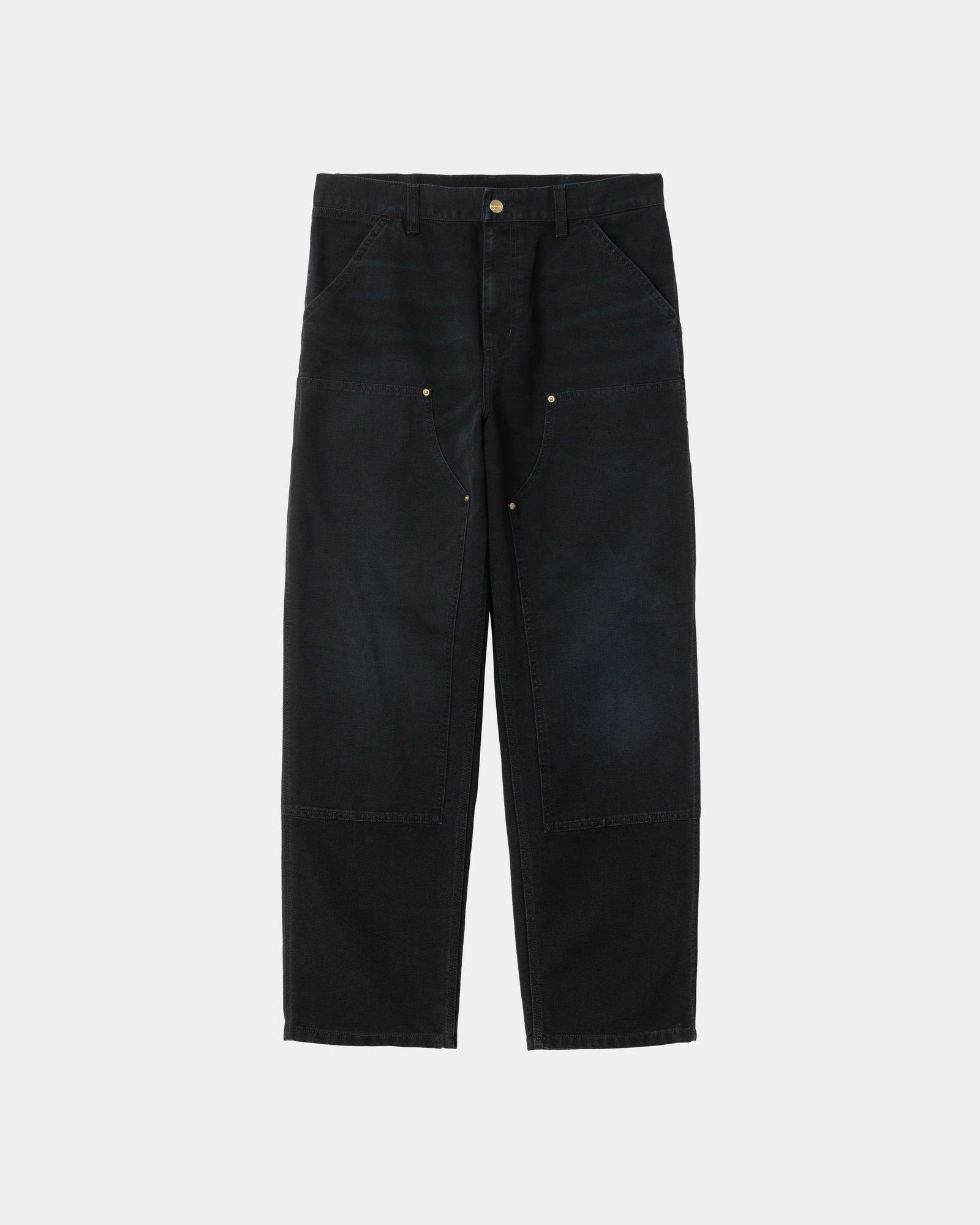 Double Knee Work Pants - Durable Stone Canvas Fabric in Black | Heavy Duty Workwear for Construction, Carpentry & Outdoor Activities