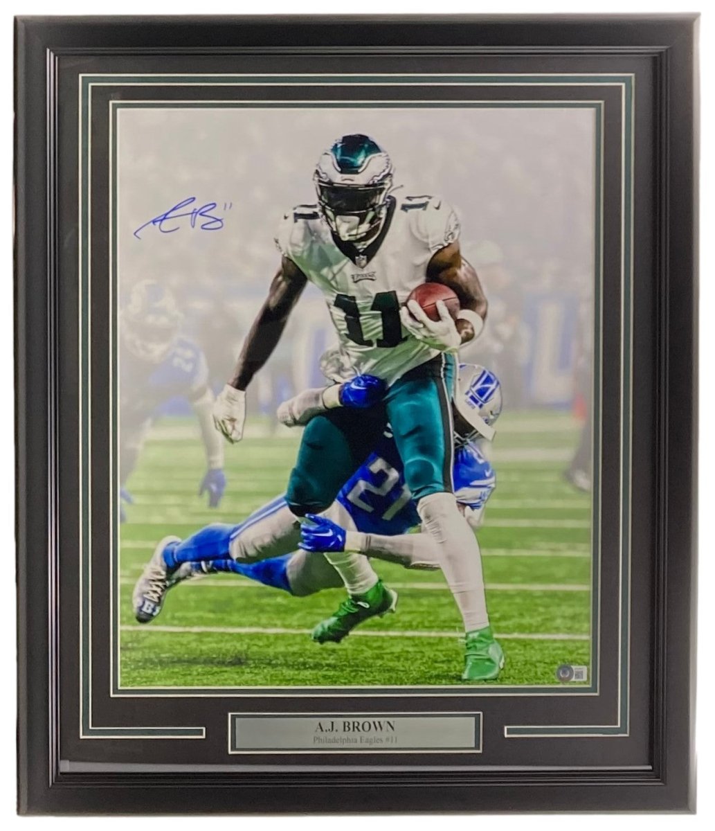 AJ Brown Autographed Framed 16x20 Philadelphia Eagles Memorabilia Photo - Limited Edition with BAS ITP Certificate - Perfect for Eagles Fans, Sports Collectors, and Man Cave Decor