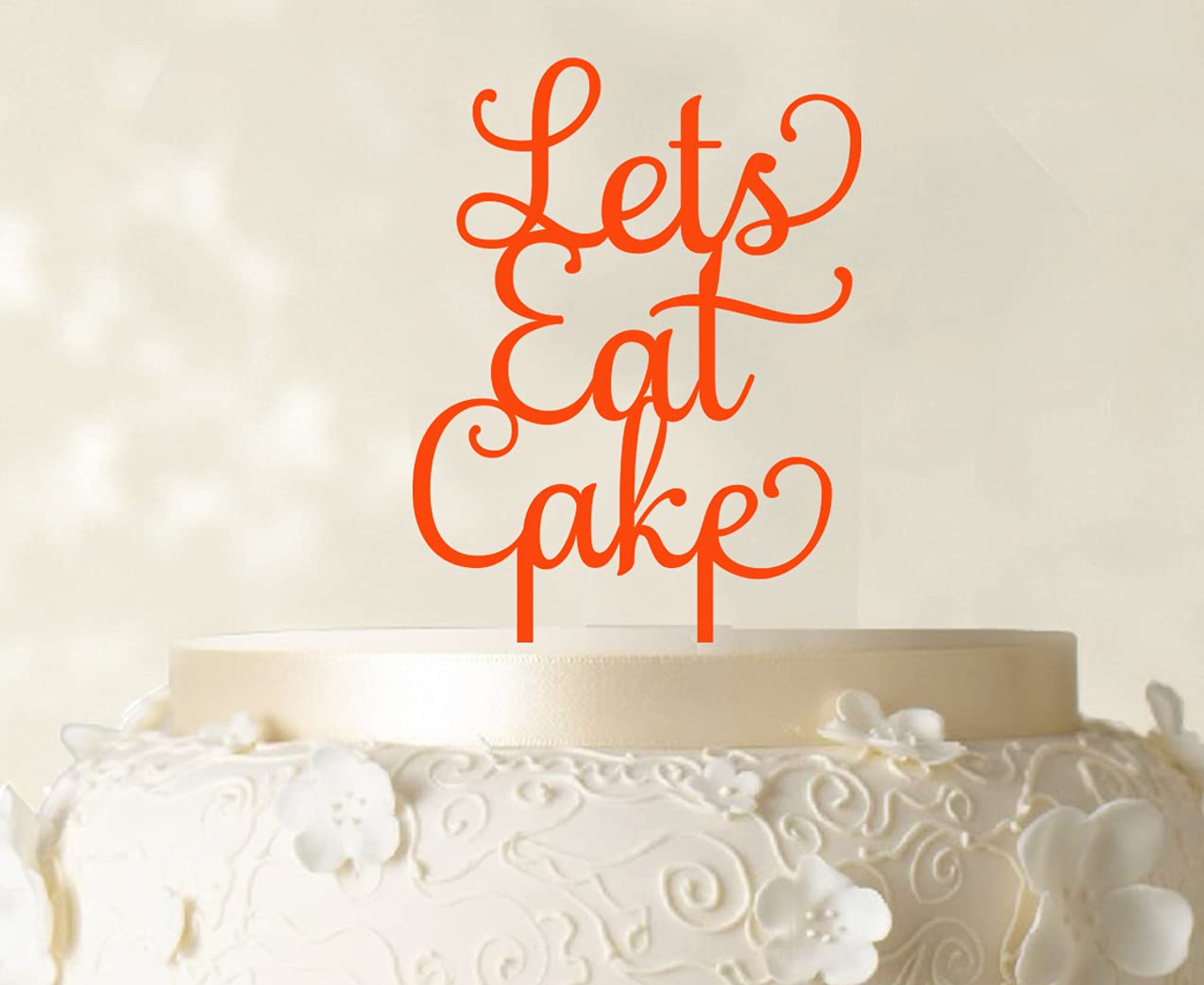 Printtoo 'Let's Eat Cake' Birthday Cake Topper - Orange Cake Decorations (5