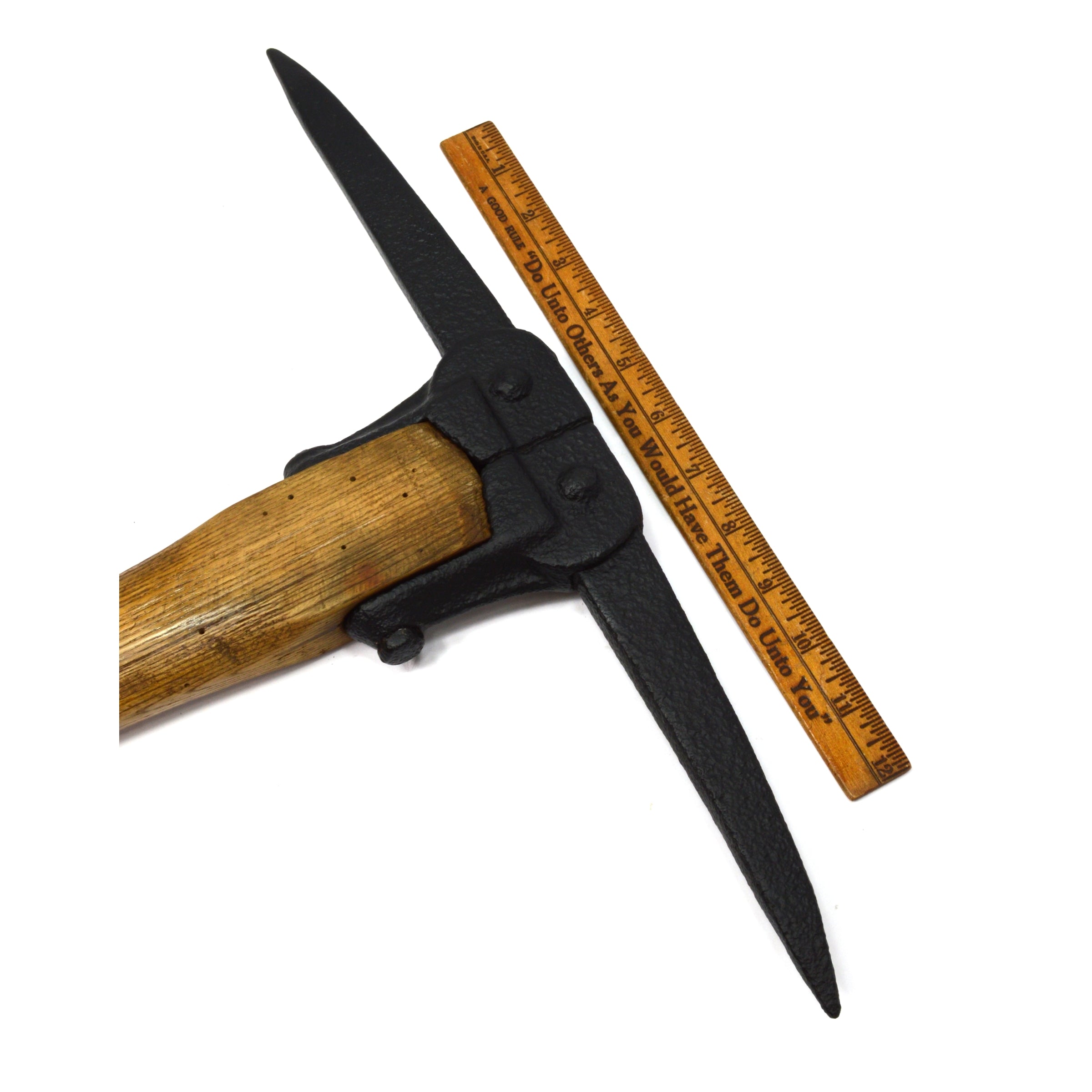 Antique Miner's Pick Axe with Unique Eyeless & Strapped Head - Rare Restored Collectible for Mining Enthusiasts & Historical Reenactments