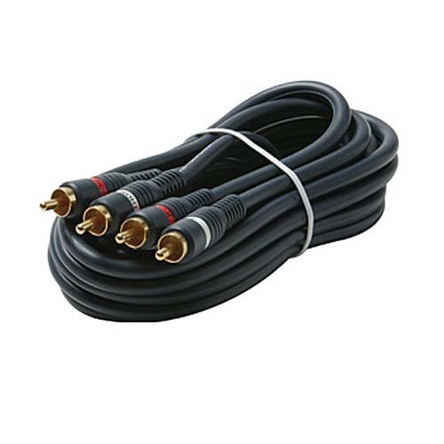 25 FT Dual RCA 2 Male to Male Gold Plated Shielded Audio Video Cable - High-Quality Home Theater & Stereo System Connection - Perfect for TV, Soundbar, DVD Player & Gaming Setup