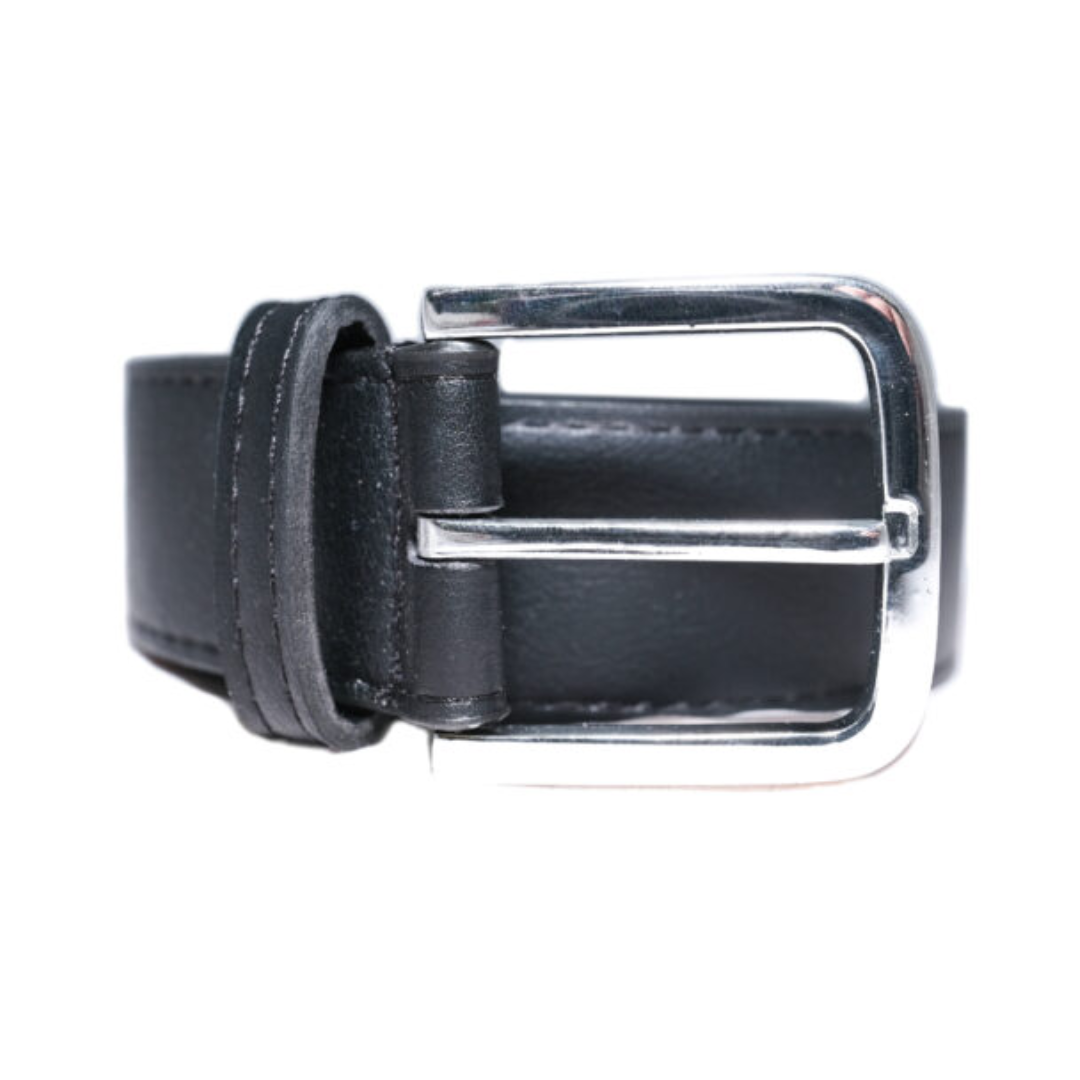 Premium Black Leather Belt with Silver Buckle - Stylish Dress & Casual Belt for Men | Formal Office Wear, Night Out & Everyday Fashion Accessory