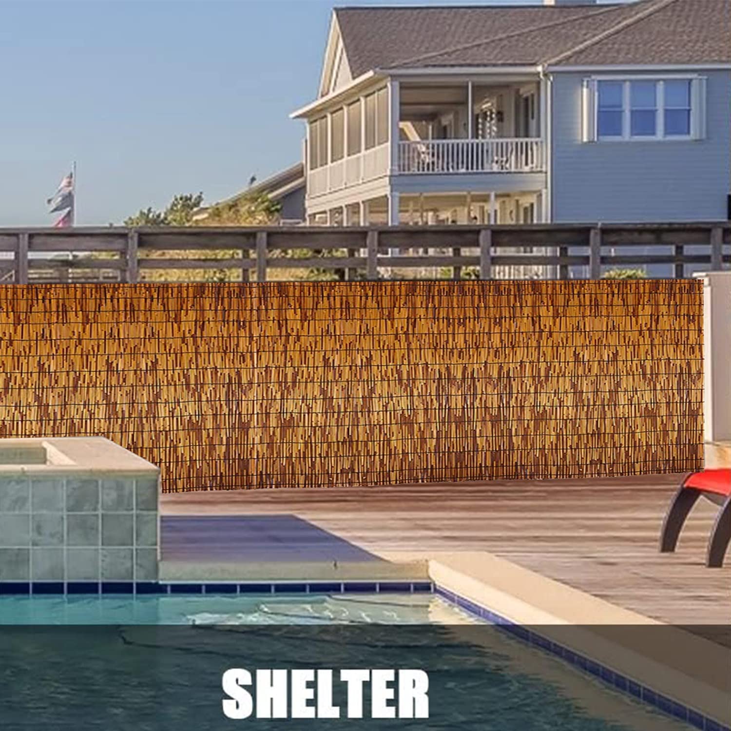 **Natural Bamboo Reed Fencing Rolls – 4FT x 16.4FT Privacy Screen Panels for Outdoor Backyard, Patio & Balcony – Durable Reed Fence Cover for Shade & Wind Protection (Size: 1.53m x 6m / 5ft x 20ft) – Perfect for Garden, Deck & Poolside Privacy**