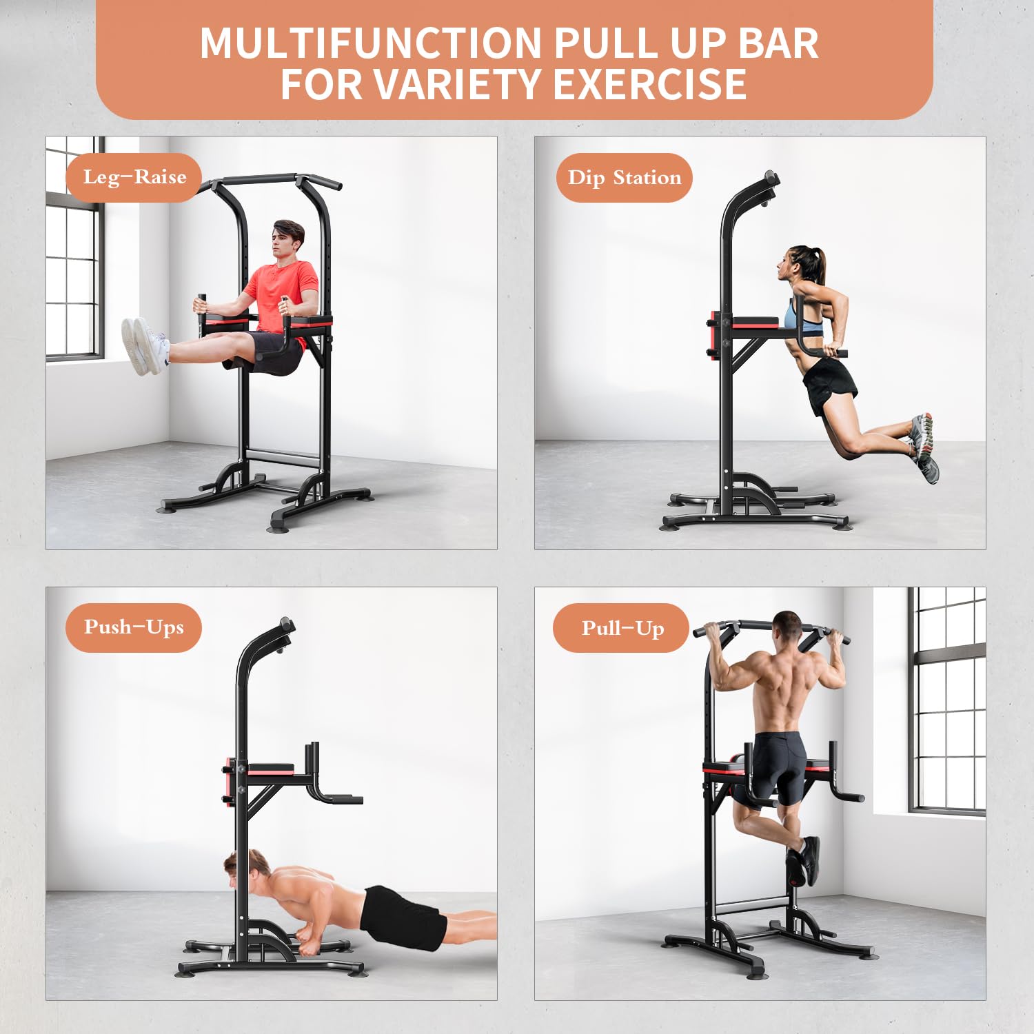Wesfital Pull Up Bar Power Tower - Adjustable Dip Station for Home Gym, Multi-Functional Strength Training Equipment for Men & Women - Perfect for Full Body Workouts, Muscle Building & Home Fitness