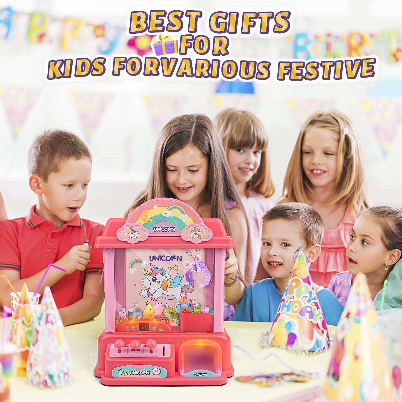 Kids Claw Machine Toy - Electronic Arcade Claw Game for Birthday Parties & Carnivals - Large Vending Grabber with Prizes - Fun Gift for Girls & Boys Ages 5-10+ - Perfect for Home Playrooms, Arcades & Family Game Nights