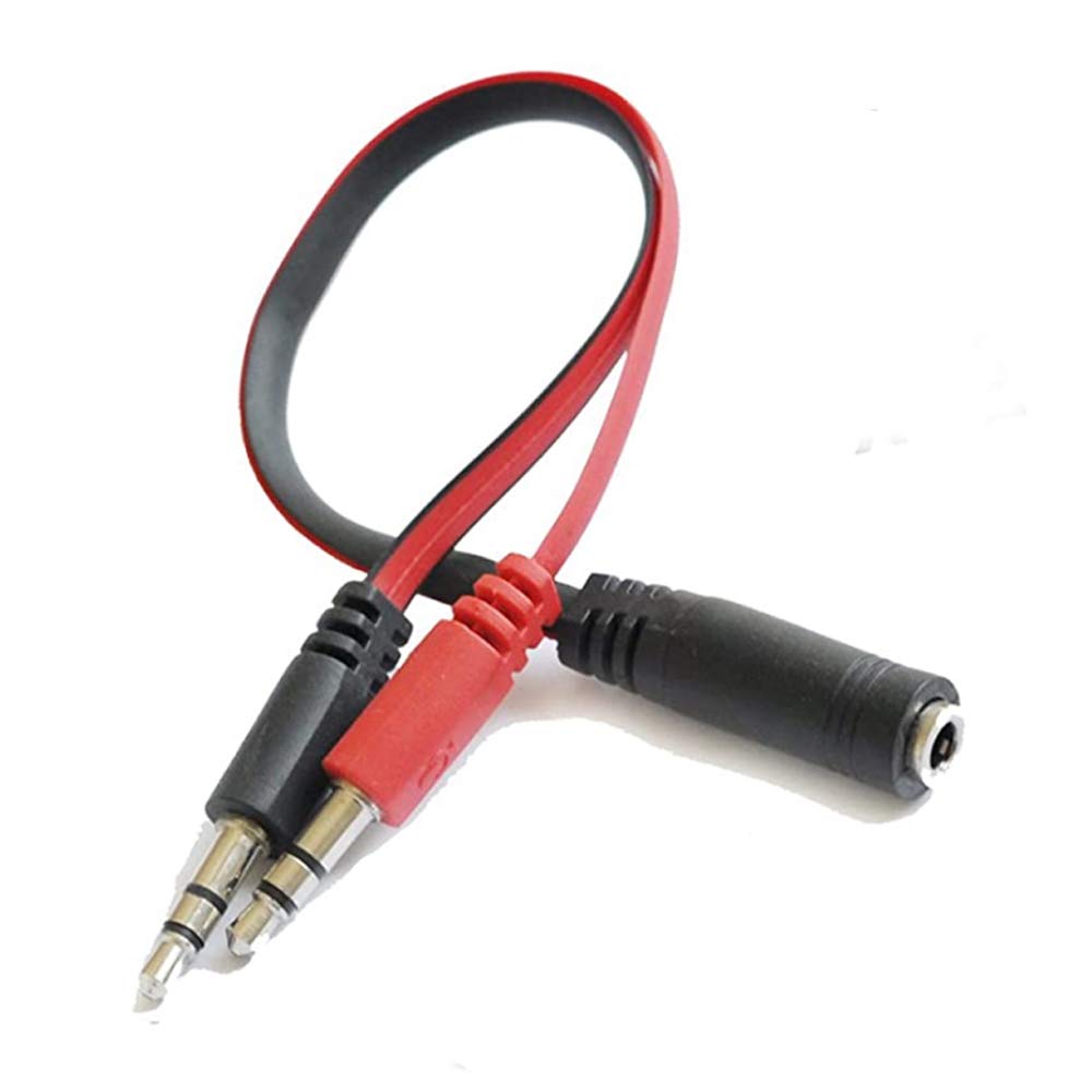Seadream 2-Pack 3.5mm Female to Dual 3.5mm Male Headphone Mic & Stereo Audio Y Splitter Cable Adapter (Black + Red) - Perfect for Gaming Headsets, PC Streaming, and Mobile Devices