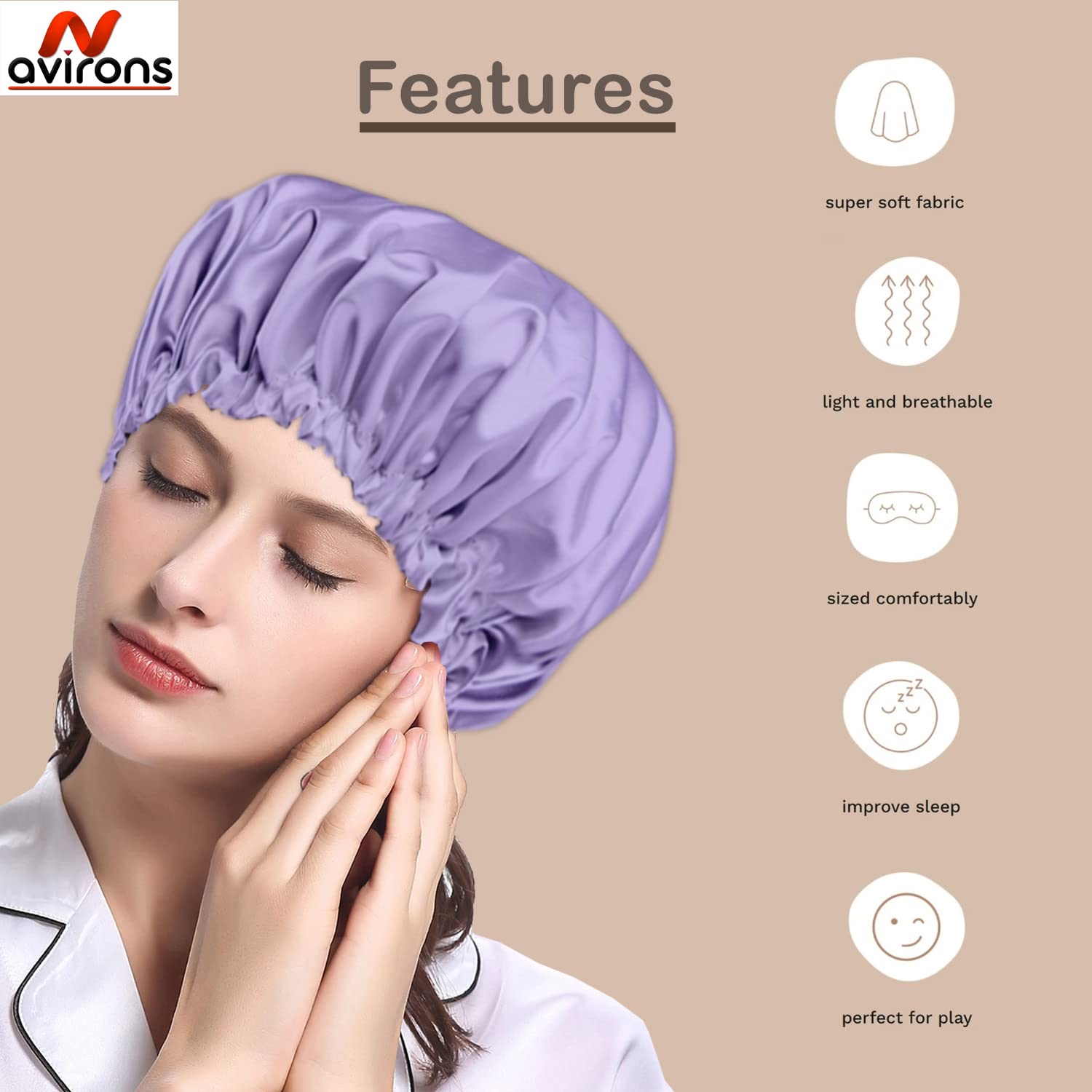 Avirons Satin Bonnet for Hair Protection | Silk Satin Sleep Cap with 3 Free Scrunchies | Reversible Hair Wrap for Curly & Natural Hair | Soft Nighttime Hair Cover for Women & Men | Perfect for Sleeping, Travel & Home Use
