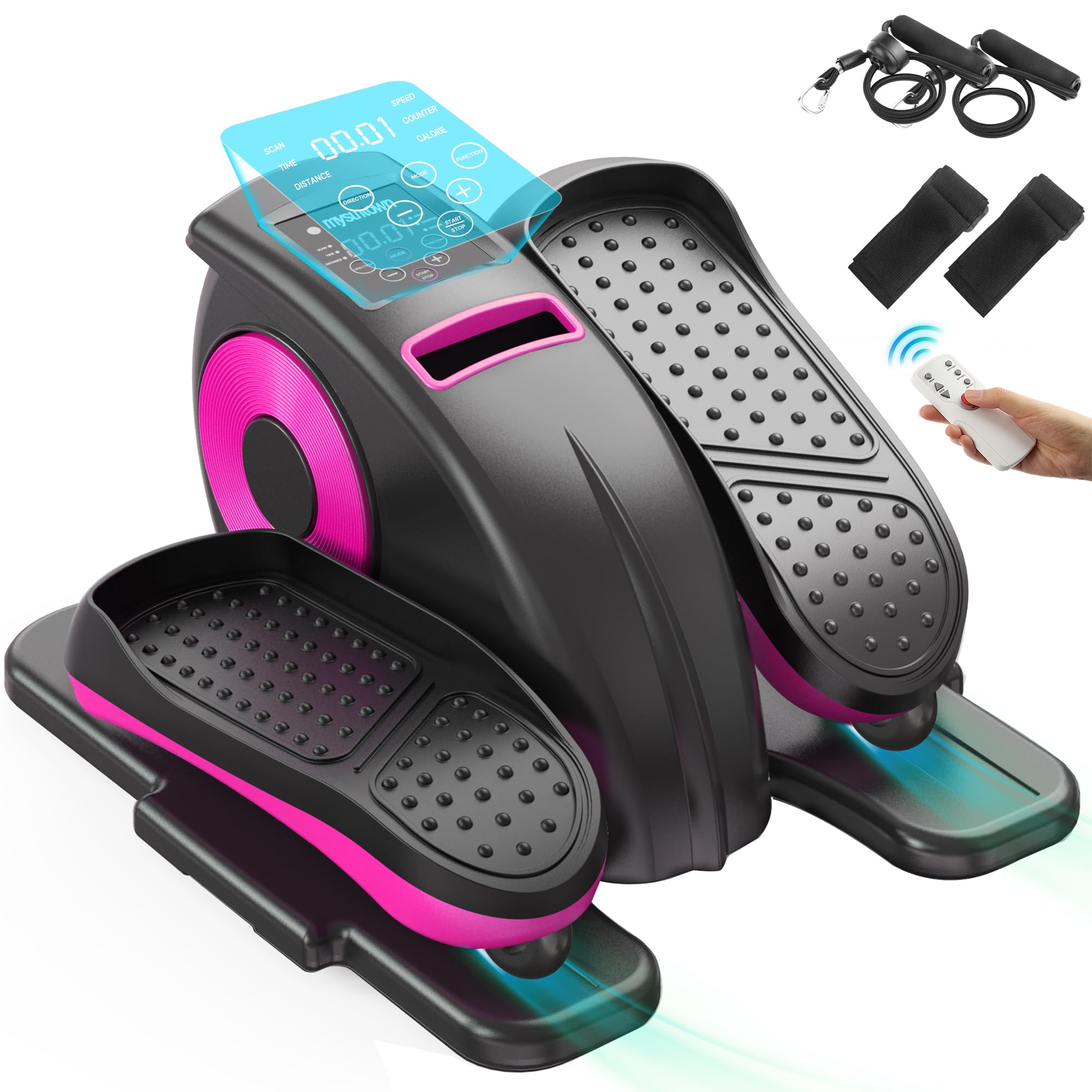 Under Desk Elliptical Machine - 12-Speed Quiet Mini Electric Pedal Exerciser with Remote Control for Seniors | Portable Seated Leg Exercise Trainer for Home & Office Use | Improve Circulation & Fitness While Working or Watching TV