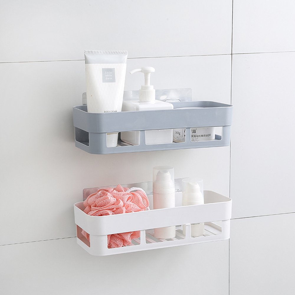 Yosoo Plastic Corner Shelf - Wall Mounted Adhesive Shower Basket Organizer for Bathroom Storage (White) | Space-Saving Solution for Small Bathrooms, Showers & Kitchen Organization