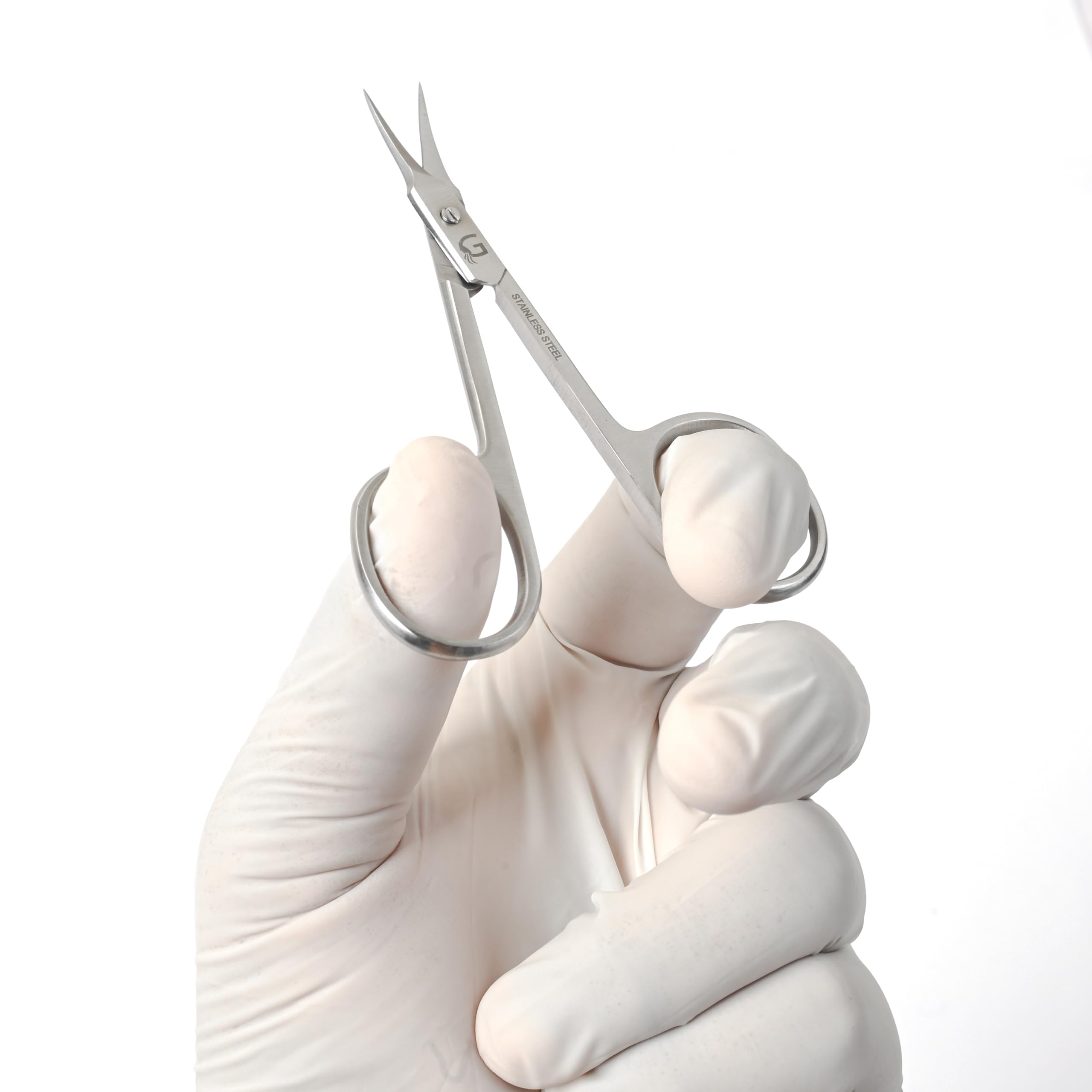 Professional Stainless Steel Curved Cuticle Scissors - Precision Grooming Tool for Eyebrows, Mustache, Nose Hair, Eyelashes & Dry Skin - Manicure & Personal Care Essential - Perfect for Home, Salon & Travel Use