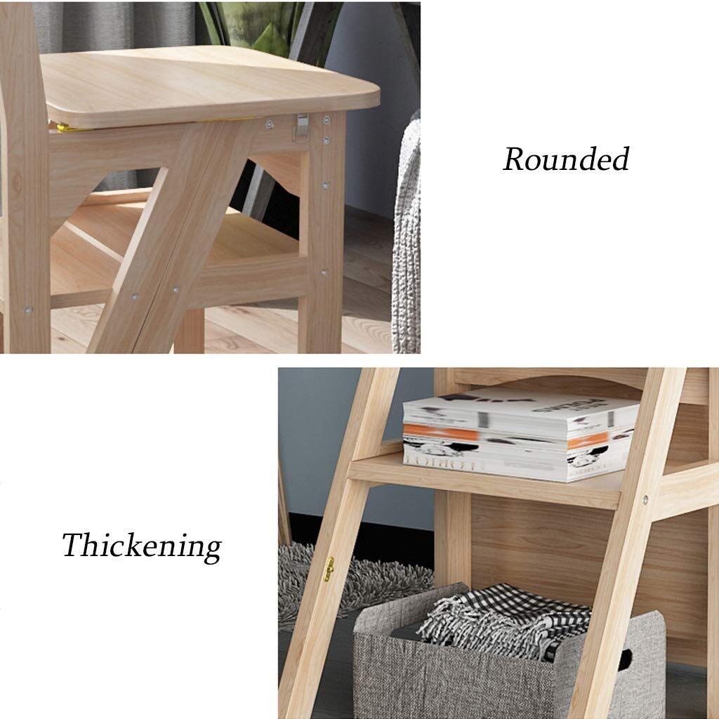 Foldable Ladder Chair for Home, 4-Step Wooden Step Stool with Non-Slip Feet - Multifunctional Indoor Ladder for Kitchen, Bathroom, and Storage Use