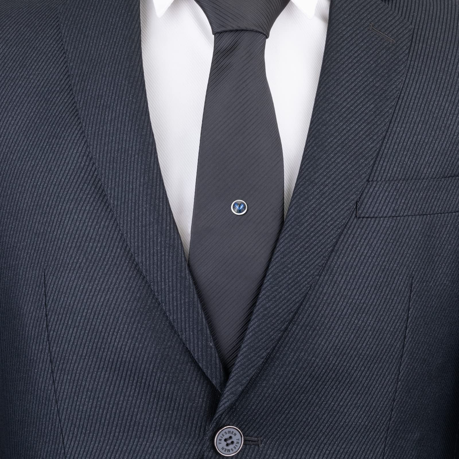 Silver Tie Pins for Men with Chain - Elegant Wedding & Business Gift