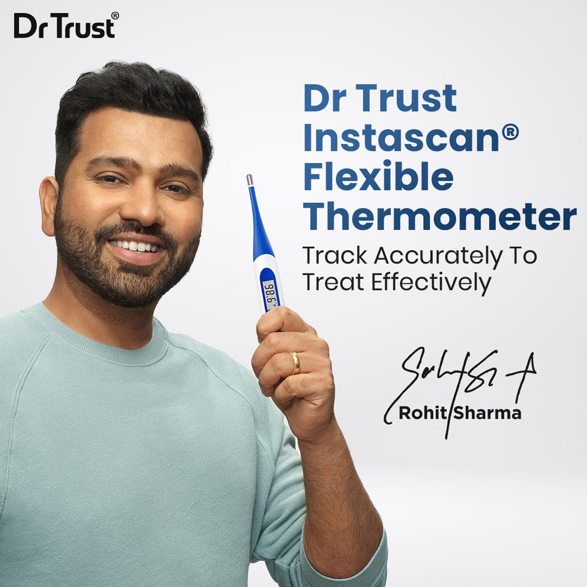 Dr Trust USA Instascan® Flexible Tip Digital Thermometer - Fast & Accurate Fever Measurement for Babies, Kids & Adults - Waterproof Oral, Rectal & Underarm Use - Perfect for Home, Travel & Medical Use