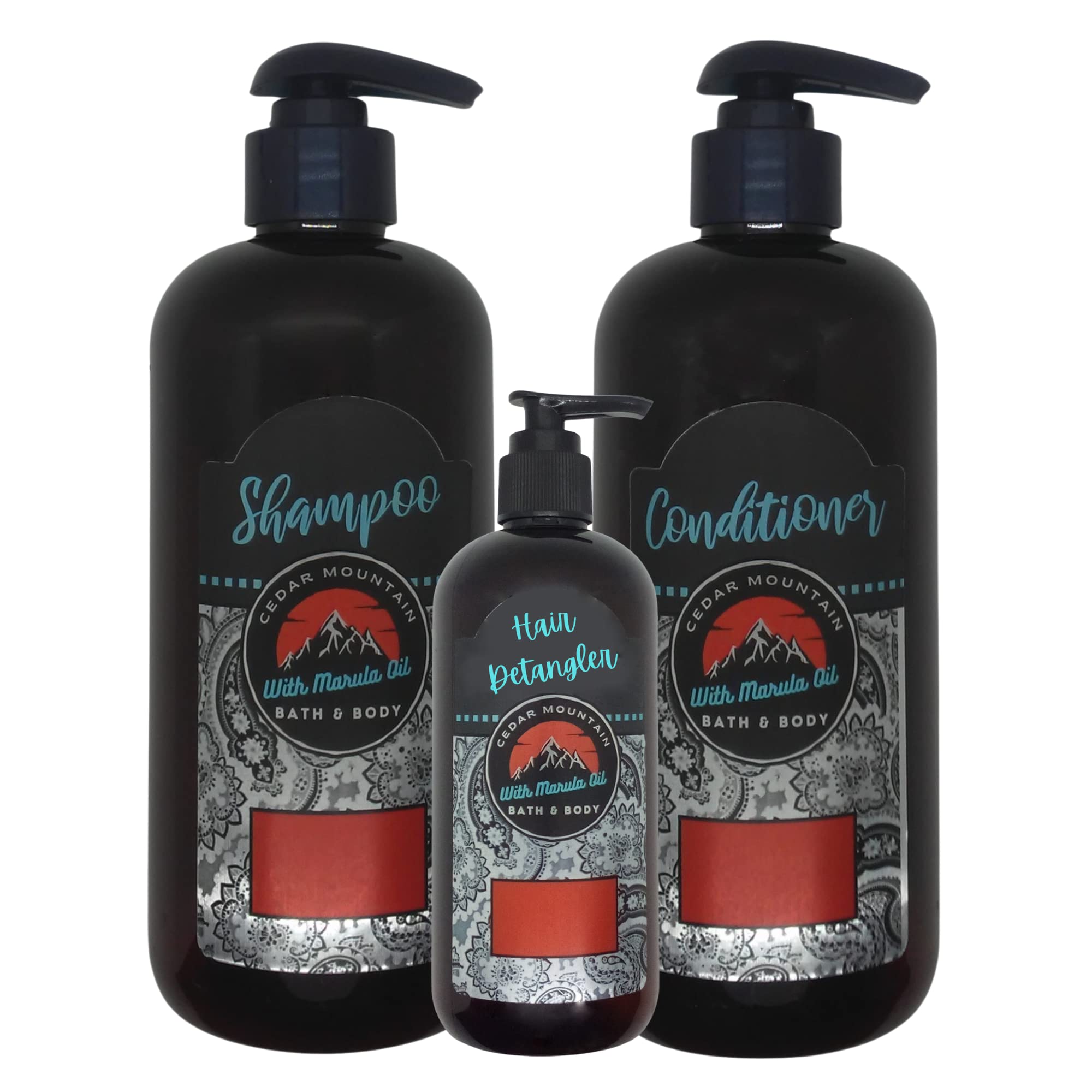 Cedar Mountain Paradise Mango & Lychee Scented Argan Oil Shampoo, Conditioner & Detangler Set for Dry, Damaged Hair | Sulfate-Free Hair Care with Natural Oils | Perfect for Daily Hydration & Frizz Control