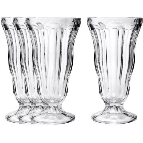 Anchor Hocking Classic Soda Fountain Glass - Set of 4 (12 oz Each) | Vintage Style Drinking Glasses for Root Beer Floats, Milkshakes & Ice Cream Sundaes | Durable Glassware for Home, Diner & Restaurant Use