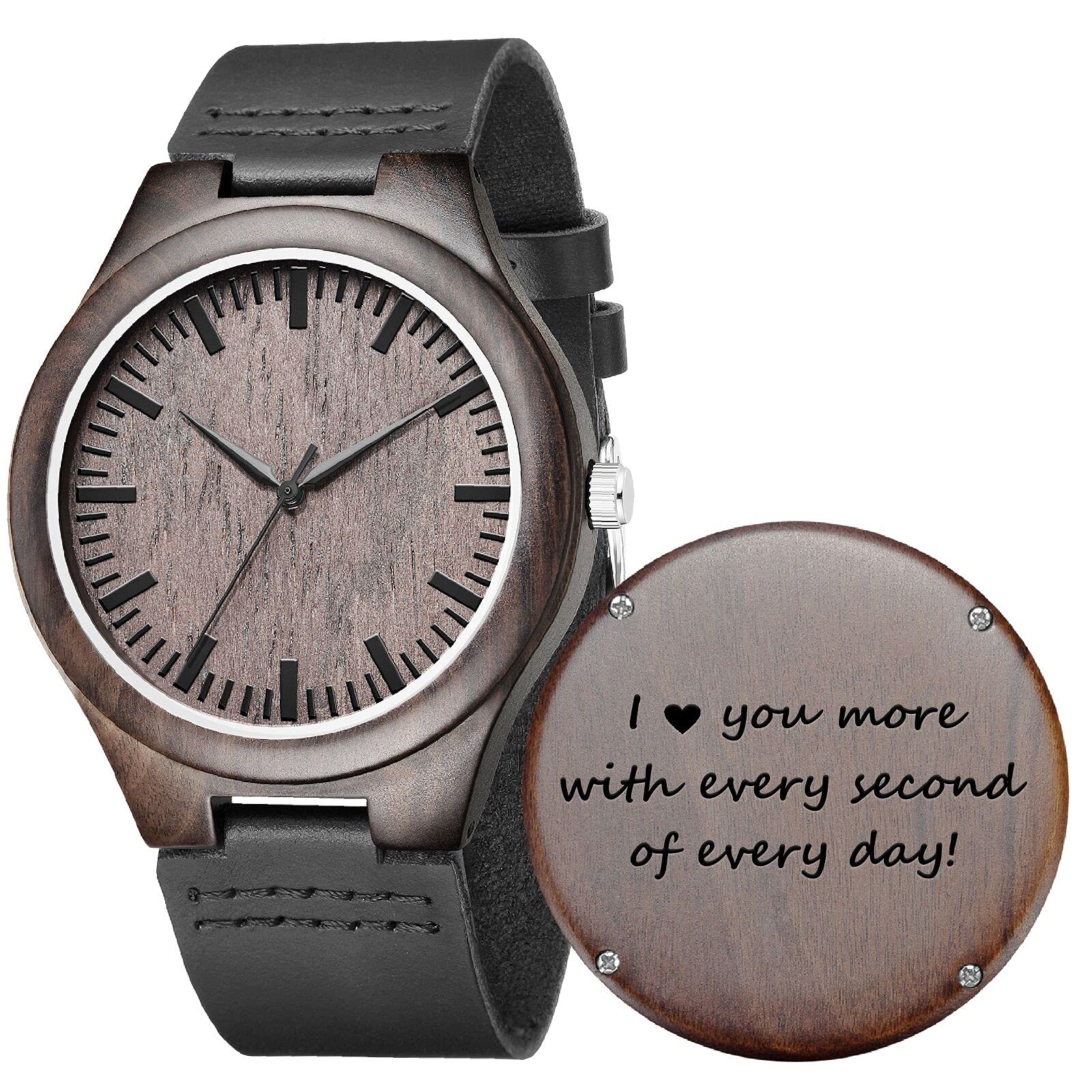 Personalized Engraved Wooden Watches for Men - Unique Custom Gifts for Husband, Dad, Boyfriend - Perfect for Christmas, Father's Day, Valentine's Day & Weddings - Stylish Wood Watch for Everyday Wear & Special Occasions