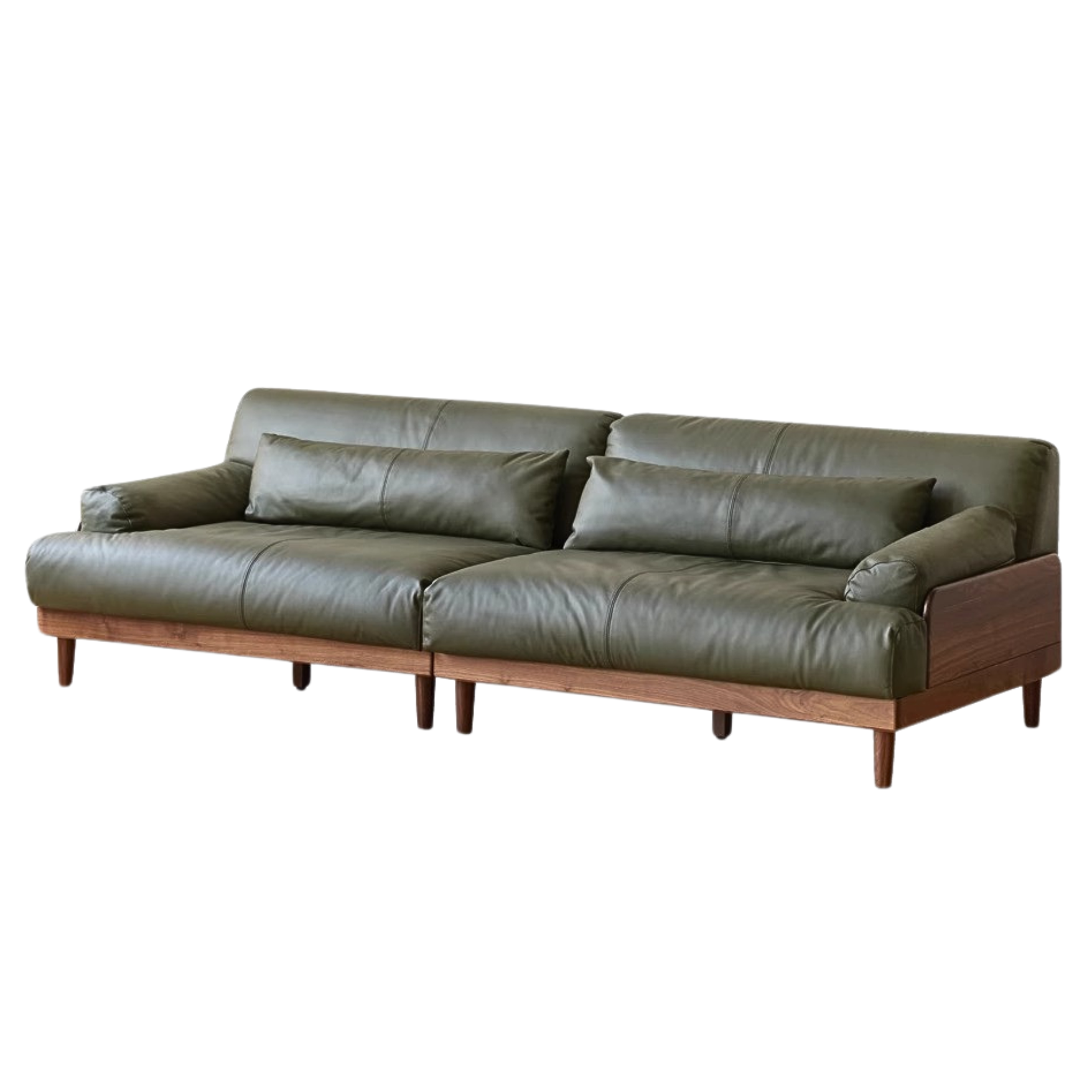 Premium Black Walnut & Oak Solid Wood Leather Recliner Sofa - Luxurious Comfort for Living Room, Lounge & Home Theater