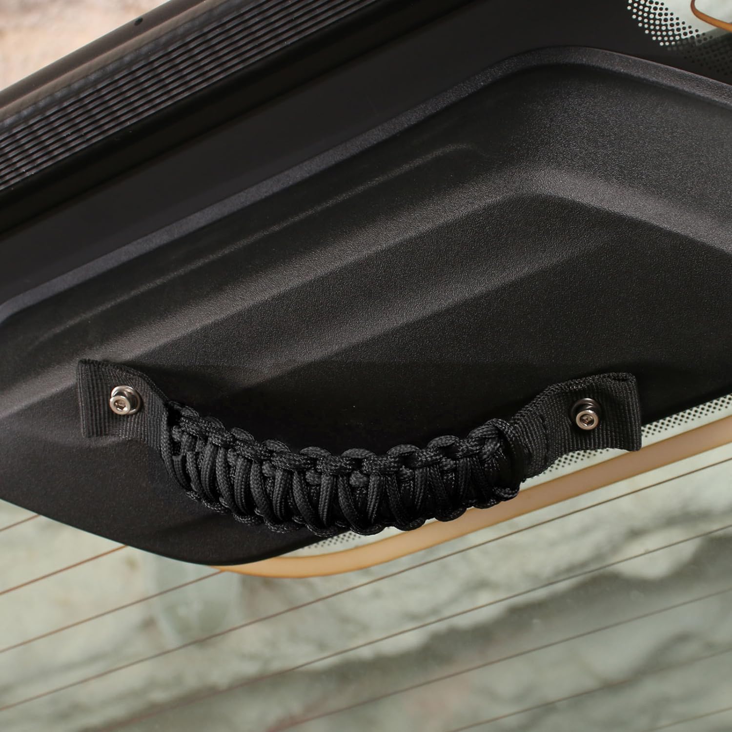 Jeep Wrangler JL Rear Window Paracord Grab Handle - Compatible with JL JLU 4XE 2018-2024 Models - Durable Trunk Tailgate Assist Grip Accessory (1Pc, Full Black with Washers) - Perfect for Off-Roading, Camping & Easy Rear Access