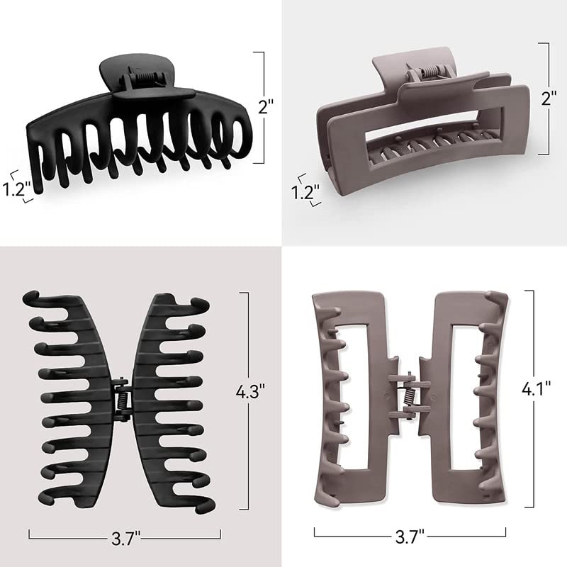 Shidara Hair Claw Clips for Women & Girls - 6 Pack Strong Hold Matte Banana & Square Jaw Hair Clips for Thick & Thin Hair | Non-Slip Hair Accessories for Work, Gym, Travel & Everyday Styling