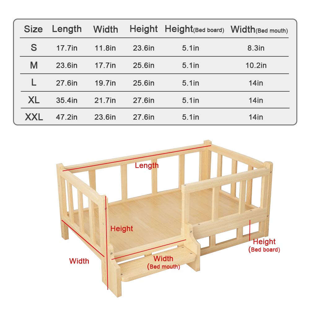 La La Pet® Elevated Wooden Dog Bed - Single Tier Raised Pet Sofa with Fence for Small & Medium Dogs & Cats - Luxury Design for Indoor & Outdoor Use - Perfect for Living Room, Bedroom, Patio or Kennel