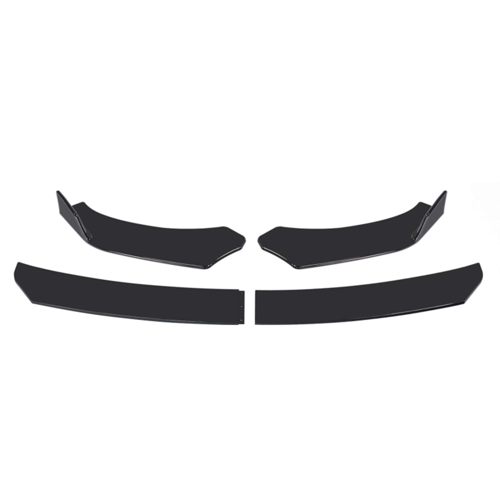 DLZYQ 4Pcs Universal Car Front Bumper Lip Splitter Diffuser - Fit for BMW, Benz & More - Bright Black Spoiler Protector Shovel for Enhanced Styling & Aerodynamics | Perfect for Street Racing, Car Shows & Daily Driving Protection