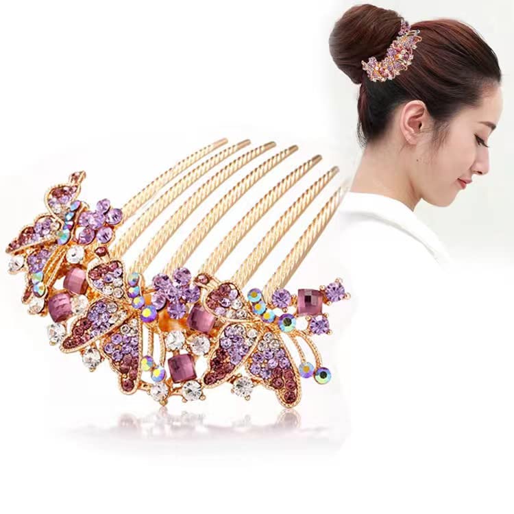 ZEMANIA Purple Rhinestone Butterfly Hair Comb - Elegant Crystal Bridal Hairpin for Women, Wedding & Special Occasion Hair Accessories - Perfect for Brides, Prom, Parties & Formal Events