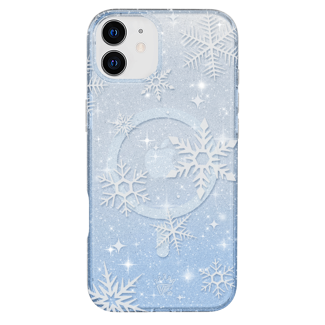 Snow Angel Glitter iPhone Case - Sparkly Protective Phone Cover for iPhone 13/14/15 - Perfect for Winter Holidays, Christmas Gifts & Festive Occasions
