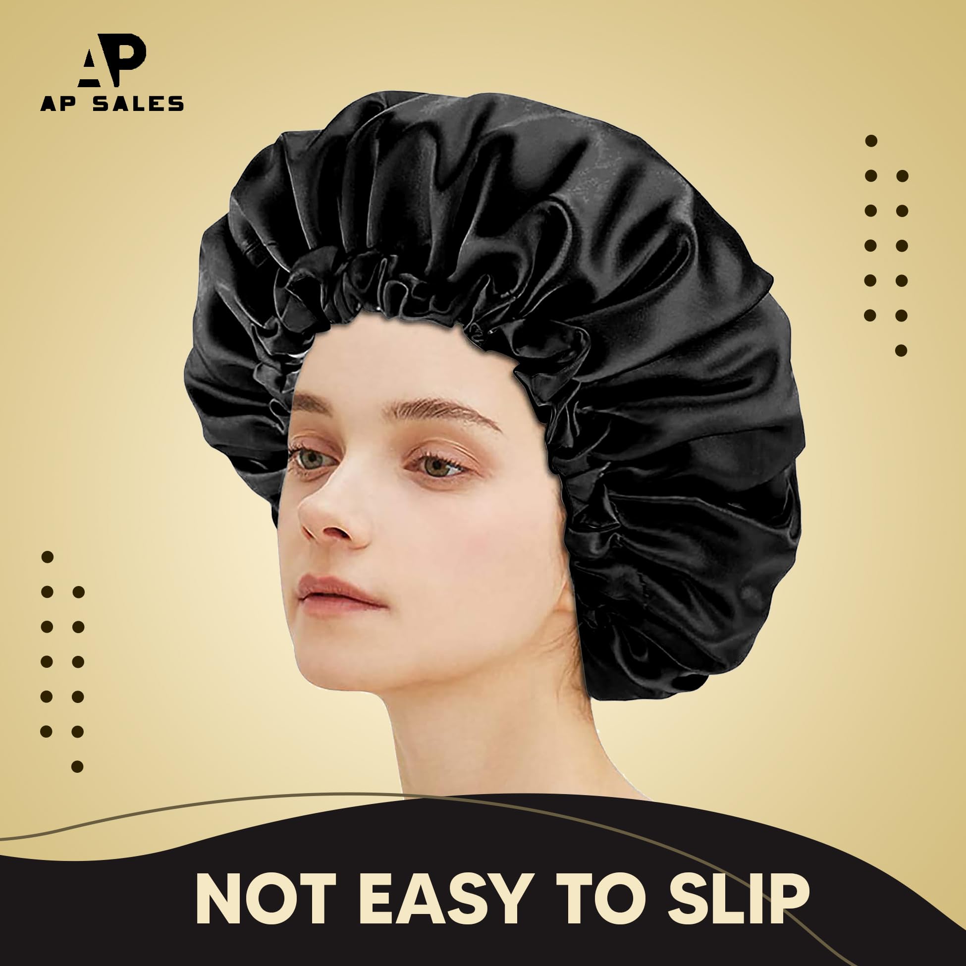 AP SALES Silk & Satin Sleep Bonnet for Curly Hair - Adjustable Hair Cap with 3 Free Scrunchies | Perfect for Nighttime Hair Protection, Travel & Salon Visits