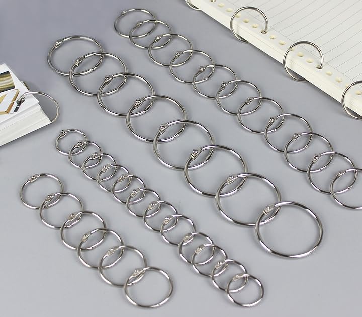 Metal Loose Leaf Binder Rings - 1 Inch Book Rings for Paper, Index Cards & Keys - Durable Office & School Supplies - Perfect for Organizing Documents, Notebooks, and Keychains at Home, Office or Classroom