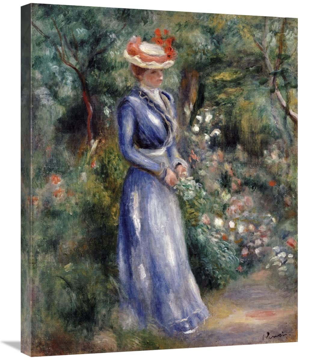 30 in. Woman in a Blue Dress Art Print by Pierre-Auguste Renoir - Vintage Oil Painting Reproduction for Home Decor & Office Wall Art